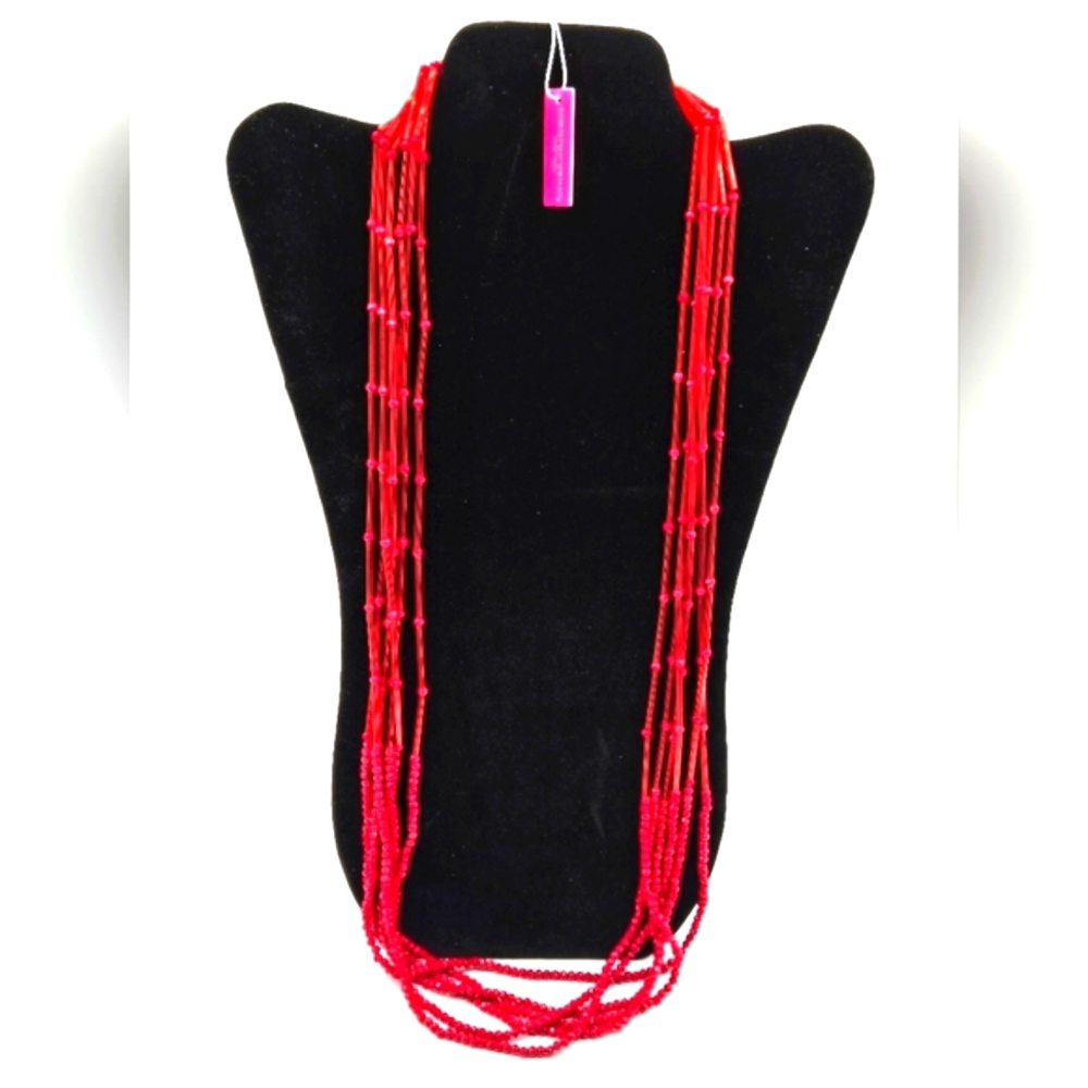 CHRISTIAN SIRIANO NWT Red Glass Beaded Multistrand Necklace